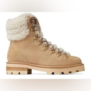 Women's Tan Shearling Lace-Up Boots